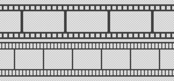 Set Seamless Film Strips Tape Movie Template Transparent Background Vector — Stock Vector