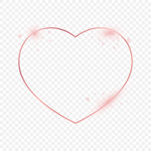 Cadre Forme Coeur Brillant Rose Isolé Sur Fond Transparent Cadre — Image vectorielle