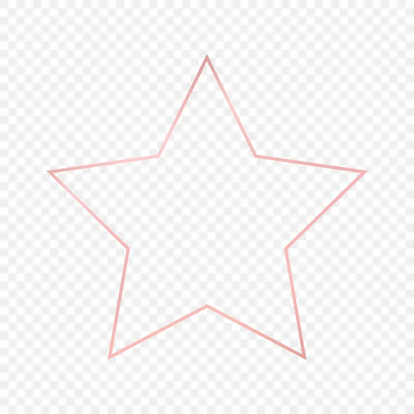 Marco Forma Estrella Brillante Oro Rosa Aislado Sobre Fondo Transparente — Vector de stock