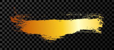 Gold brush stroke. Hand drawn ink spot isolated on dark background. Vector illustration