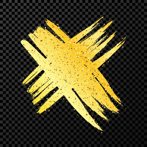 Handgezeichnetes Kreuzsymbol Goldene Skizze Kreuzsymbol Auf Dunklem Transparentem Hintergrund Vektorillustration — Stockvektor