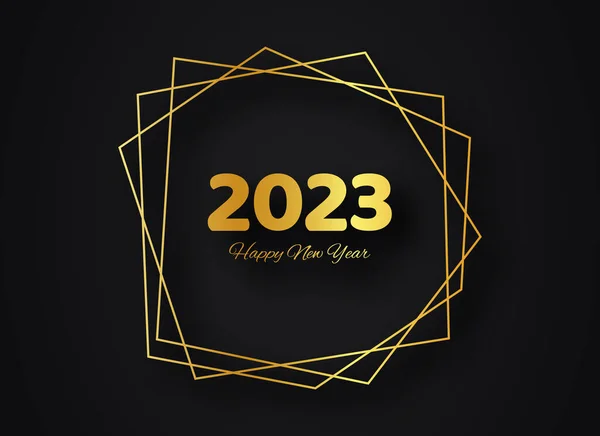 2023 Szczęśliwego Nowego Roku Złoto Geometryczne Wielokątne Tło Złota Geometryczna — Wektor stockowy