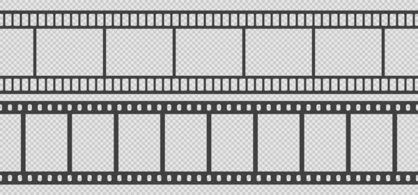 Set Seamless Film Strips Tape Movie Template Transparent Background Vector — Stock Vector