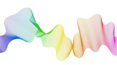 Beyaz zemin üzerinde renkli dalga gradyan çizgileri olan soyut arkaplan. Modern teknoloji arka planı, dalga tasarımı. Vektör illüstrasyonu