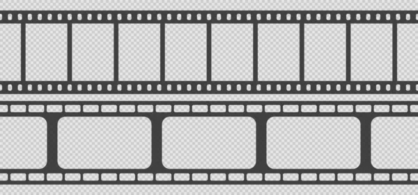 Set Seamless Film Strips Tape Movie Template Transparent Background Vector — Stock Vector