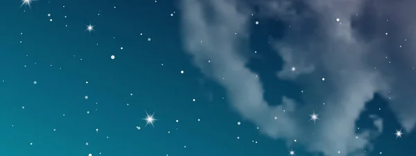 Ночное Небо Облаками Множеством Звезд Абстрактный Природный Фон Звездной Пылью — стоковый вектор