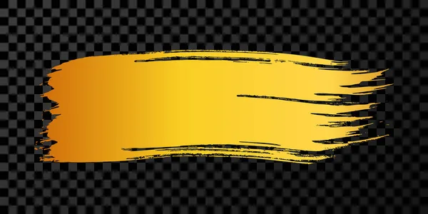 Золотий Пензель Рука Намальована Пляма Чорнила Ізольована Темному Тлі Векторні — стоковий вектор