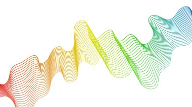 Beyaz zemin üzerinde renkli dalga gradyan çizgileri olan soyut arkaplan. Modern teknoloji arka planı, dalga tasarımı. Vektör illüstrasyonu