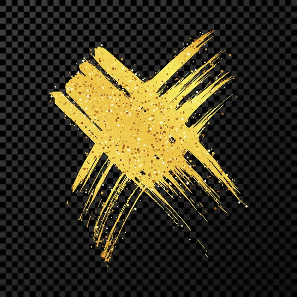 Handgezeichnetes Kreuzsymbol Goldene Skizze Kreuzsymbol Auf Dunklem Transparentem Hintergrund Vektorillustration — Stockvektor