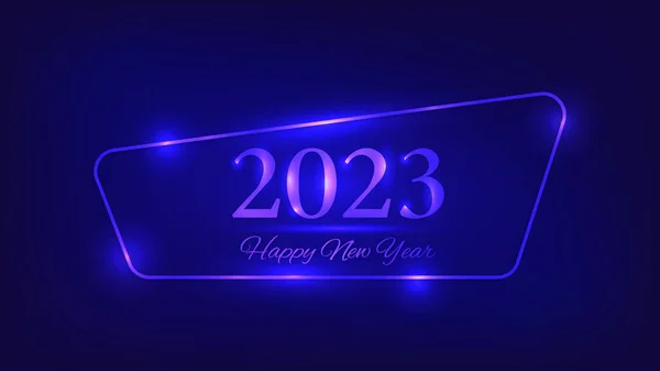 2023 Bonne Année Fond Néon Cadre Arrondi Néon Aux Effets — Image vectorielle