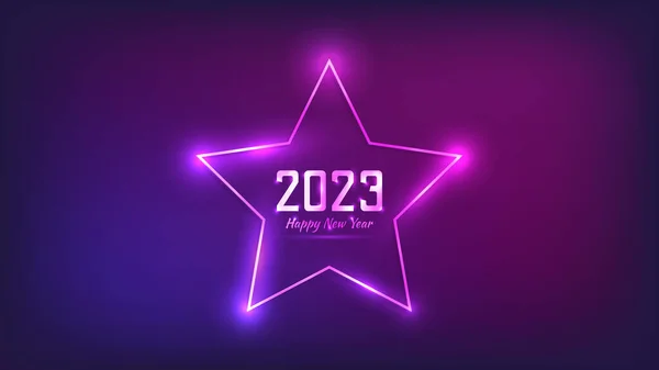 2023 Boldog Évet Neon Háttér Neon Keret Csillag Formában Ragyogó — Stock Vector