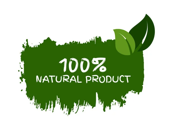 Label Bio Naturel Vert Inscription 100 Produit Naturel Sur Étiquette — Image vectorielle