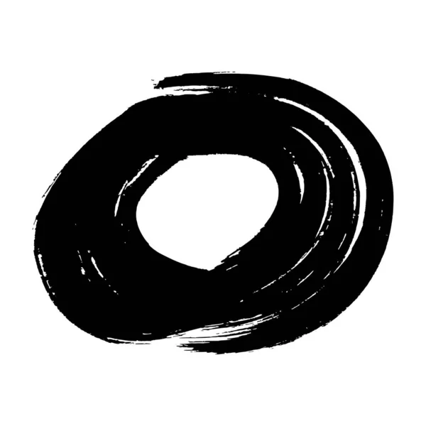 Siyah Grunge Fırça Darbesi Daire Şeklinde Boyalı Mürekkep Çemberi Mürekkep — Stok Vektör