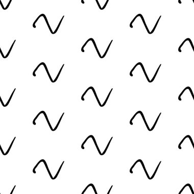 Siyah çizim elli kusursuz desen beyaz arkaplana karalamalı şekil çizmiş. Soyut grunge dokusu. Vektör illüstrasyonu