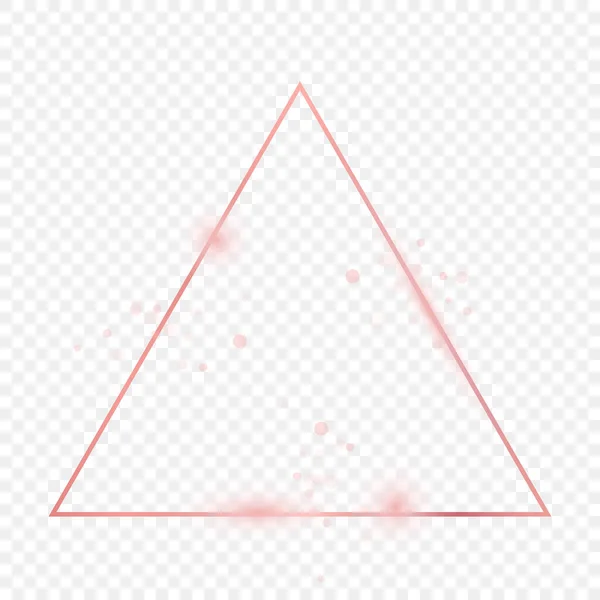 Marco Triangular Brillante Oro Rosa Aislado Sobre Fondo Transparente Marco — Vector de stock