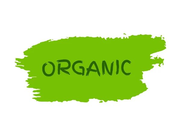 Etichetta Bio Naturale Verde Scritta Organic Etichetta Verde Macchie Disegnate — Vettoriale Stock