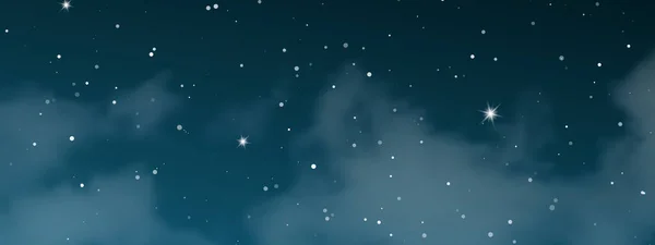 Cielo Nocturno Con Nubes Muchas Estrellas Fondo Abstracto Naturaleza Con — Vector de stock