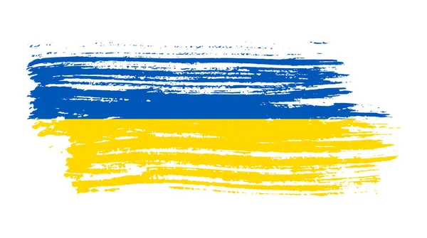 Oekraïense Nationale Vlag Grunge Stijl Geschilderd Met Een Penseelstreek Vlag — Stockvector
