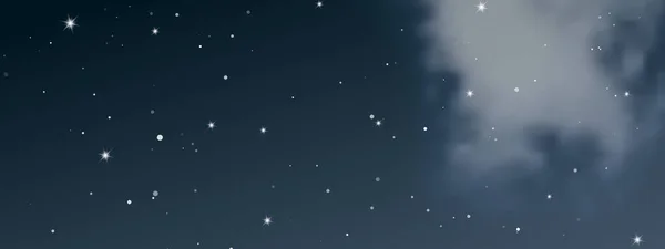 Nocne Niebo Chmurami Wieloma Gwiazdami Abstrakcyjne Tło Natury Pyłem Gwiezdnym — Wektor stockowy