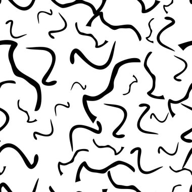 Siyah çizim elli kusursuz desen beyaz arkaplana karalamalı şekil çizmiş. Soyut grunge dokusu. Vektör illüstrasyonu