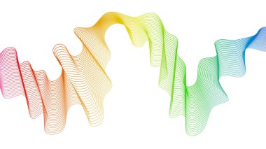 Beyaz zemin üzerinde renkli dalga gradyan çizgileri olan soyut arkaplan. Modern teknoloji arka planı, dalga tasarımı. Vektör illüstrasyonu