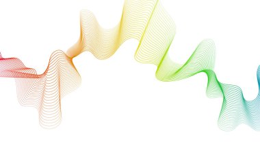 Beyaz zemin üzerinde renkli dalga gradyan çizgileri olan soyut arkaplan. Modern teknoloji arka planı, dalga tasarımı. Vektör illüstrasyonu
