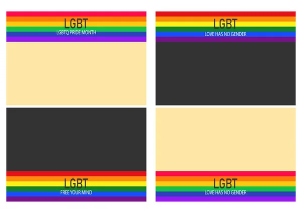 Bakgrund Med Sex Färg Pride Month Fyra Stilar Med Ord — Stock vektor