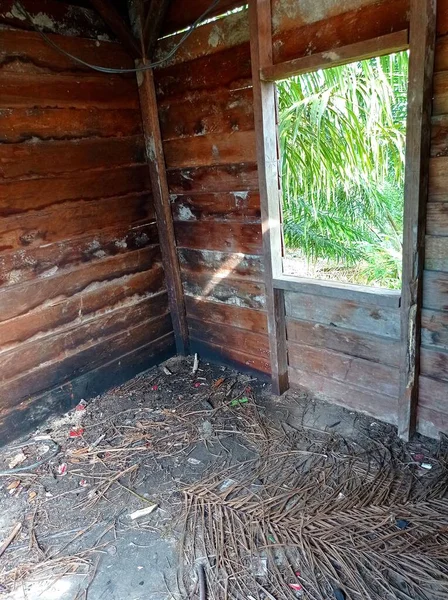 inside hut for oil palm farmer take a break