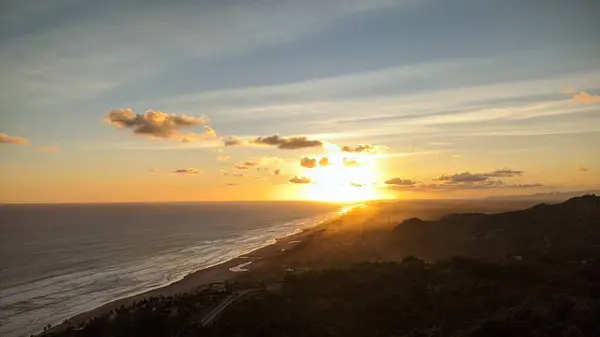 Coucher Soleil Sur Plage Parangtrite Indonésie — Photo