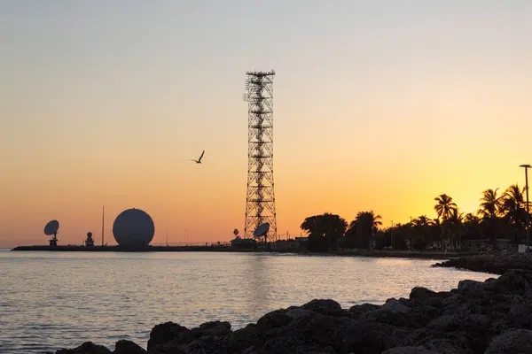 Antena Orilla Del Océano Durante Atardecer Key West Florida — Foto de Stock
