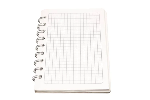 Caderno Com Folhas Grade Fundo Branco — Fotografia de Stock