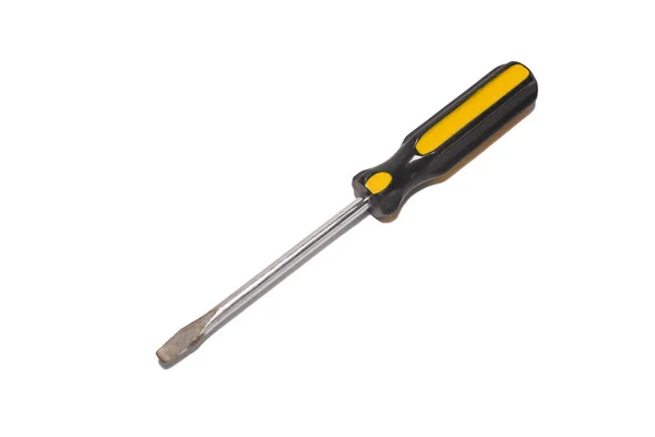 Black Yellow Screwdriver White Background — Stock Photo, Image