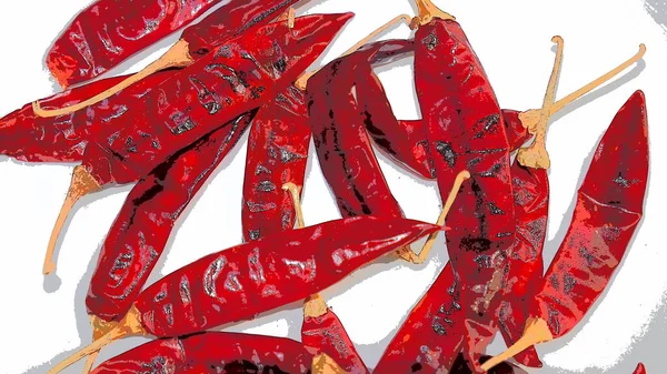 Red Chili Peppers Chili Pepper Flakes Tegen Een Witte Achtergrond — Stockfoto