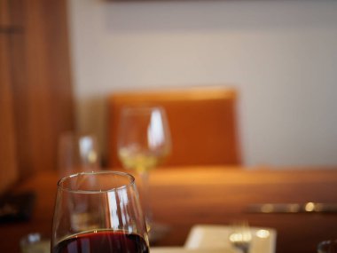 Red wineglass cabernet waiting for guest to return