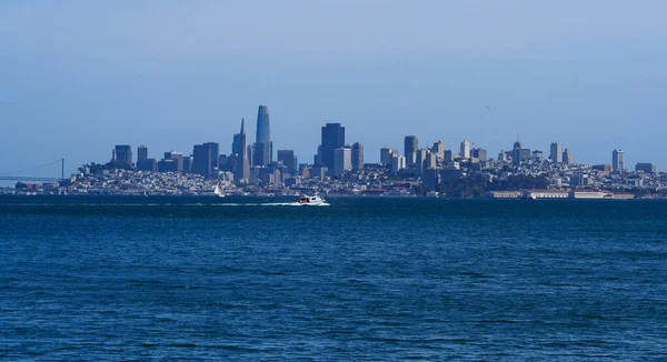 Beauty San Francisco Bay Powerboat Front San Francisco Skyline — Stock fotografie