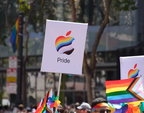 June 26, 2022, San Francisco California, USA, Pride Parade Apple Corporate Pride Logo carried by Apple Corporation Contingent