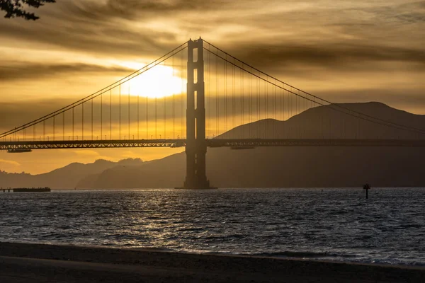 Sunset Golden Gate Bridge San Francisco Bay — Fotografia de Stock