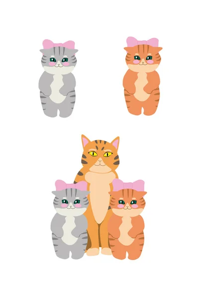 Animal Cartoon Cat Animals Baby Pet Art Family — ストック写真