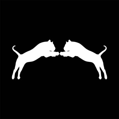 Beyaz Vahşi Kedi (Büyük Kedi Ailesi) Logo veya Grafik Tasarım Elementi için Sıçrama Silueti. Vektör İllüstrasyonu