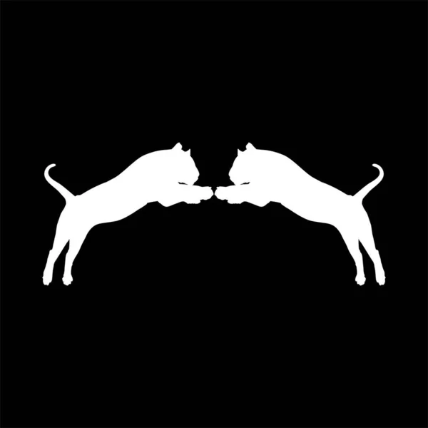 White Wild Cat Big Cat Family Jump Silhouette Logo Graphic — Stock Vector