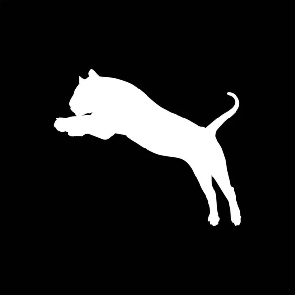 Silueta Salto Gato Salvaje Blanco Familia Big Cat Para Logotipo — Vector de stock