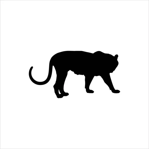 Silueta Walking Standing Tiger Big Cat Family Para Logotipo Elemento — Vector de stock
