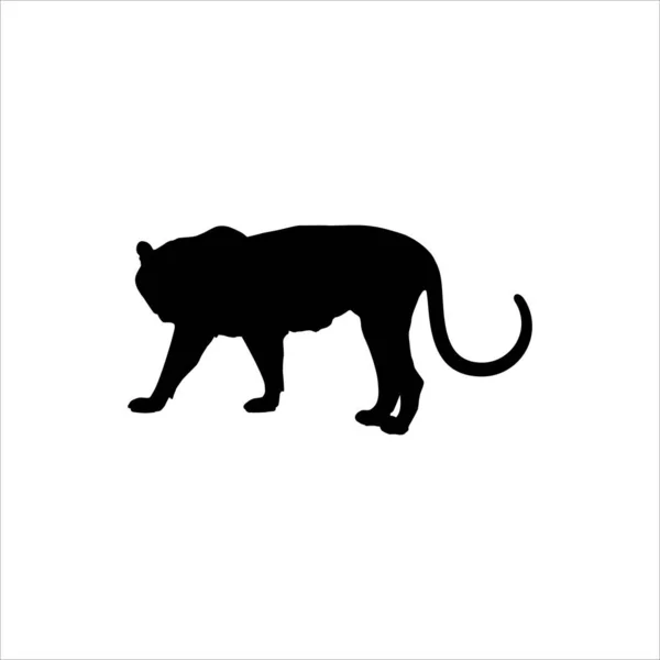 Silueta Walking Standing Tiger Big Cat Family Para Logotipo Elemento — Vector de stock