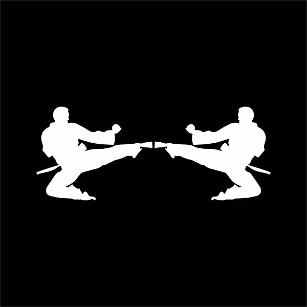 Silhouette Martial Artist Kick Taekwondo Karate Pencak Silat Kungfu Logo — Vettoriale Stock