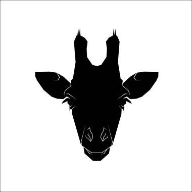 Logo için Zürafa Baş Silueti veya Grafik Tasarım Elementi. Vektör İllüstrasyonu