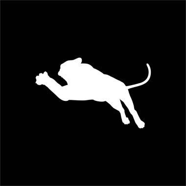 Kaplan (Büyük Kedi Ailesi) Logo veya Grafik Tasarım Elementi için Sıçra Silueti. Vektör İllüstrasyonu