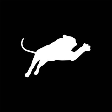 Kaplan (Büyük Kedi Ailesi) Logo veya Grafik Tasarım Elementi için Sıçra Silueti. Vektör İllüstrasyonu