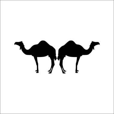 Logo veya Grafik Tasarım Elemanı, Vektör İllüstrasyonu İçin Bir Çift Deve Silueti