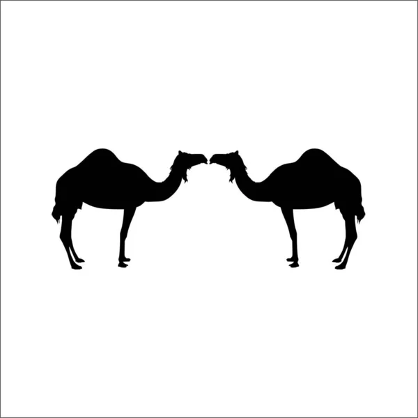 Pair Camel Silhouette Logo Graphic Design Element Vector Illustration — Stock Vector
