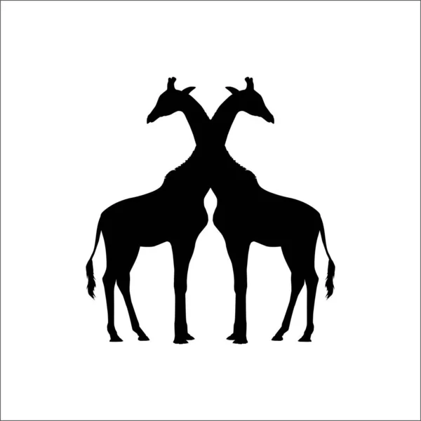 Para Sylwetki Żyrafy Logo Lub Element Graficzny Ilustracja Wektora — Wektor stockowy